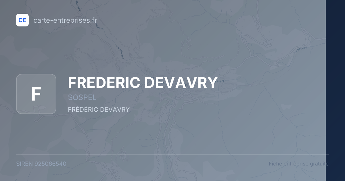 FREDERIC DEVAVRY — 925066540 — fiche entreprise