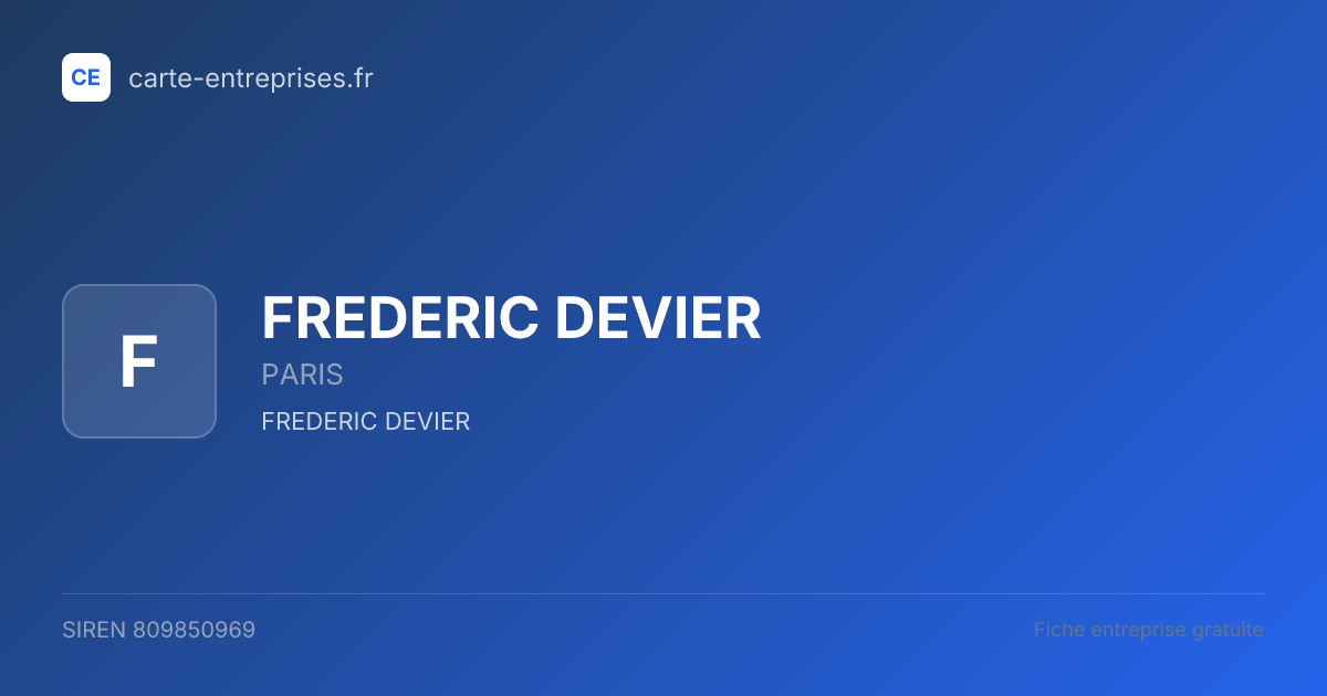 FREDERIC DEVIER — 809850969 — fiche entreprise