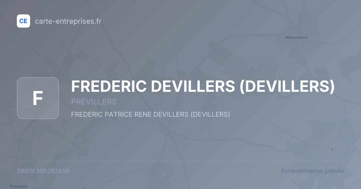 FREDERIC DEVILLERS (DEVILLERS) — 385262456 — fiche entreprise