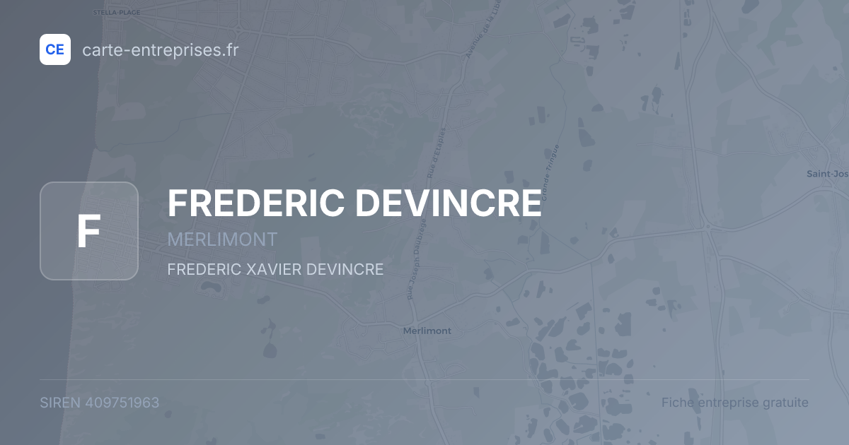 FREDERIC DEVINCRE — 409751963 — fiche entreprise