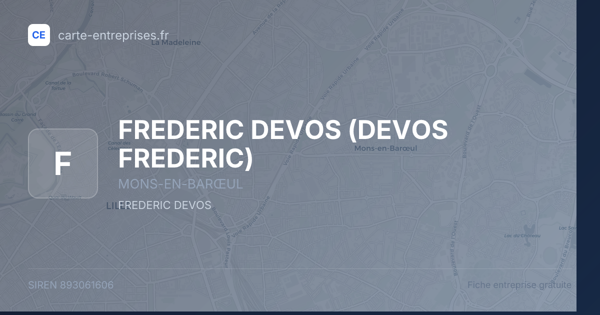 FREDERIC DEVOS (DEVOS FREDERIC) — 893061606 — fiche entreprise