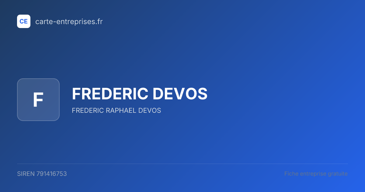 FREDERIC DEVOS — 791416753 — fiche entreprise