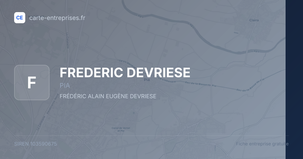 FREDERIC DEVRIESE — 103590675 — fiche entreprise