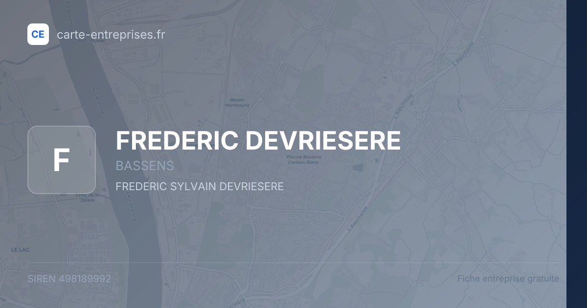 FREDERIC DEVRIESERE — 498189992 — fiche entreprise