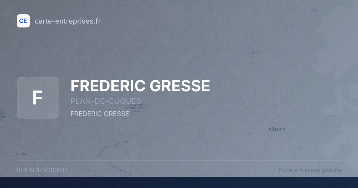 FREDERIC GRESSE — 349200410 — fiche entreprise