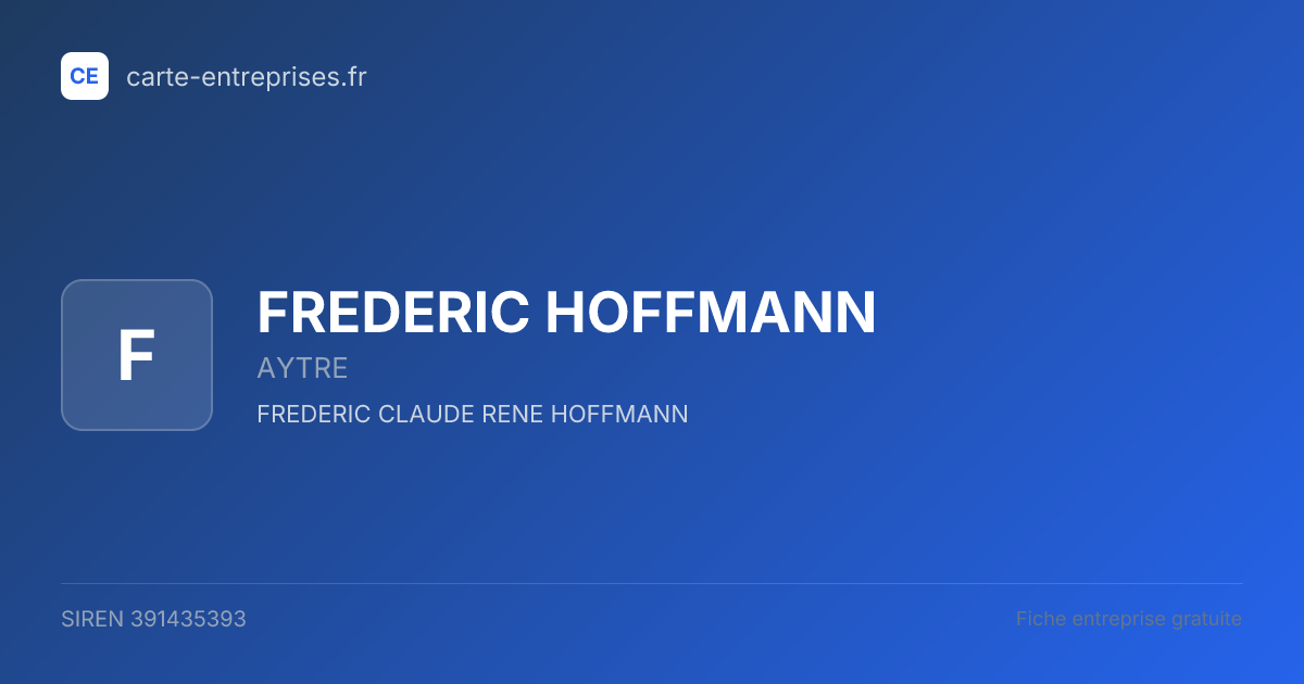 FREDERIC HOFFMANN — 391435393 — fiche entreprise