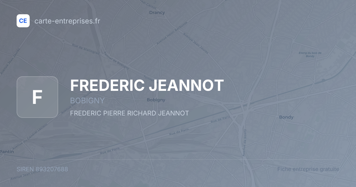 FREDERIC JEANNOT — 893207688 — fiche entreprise