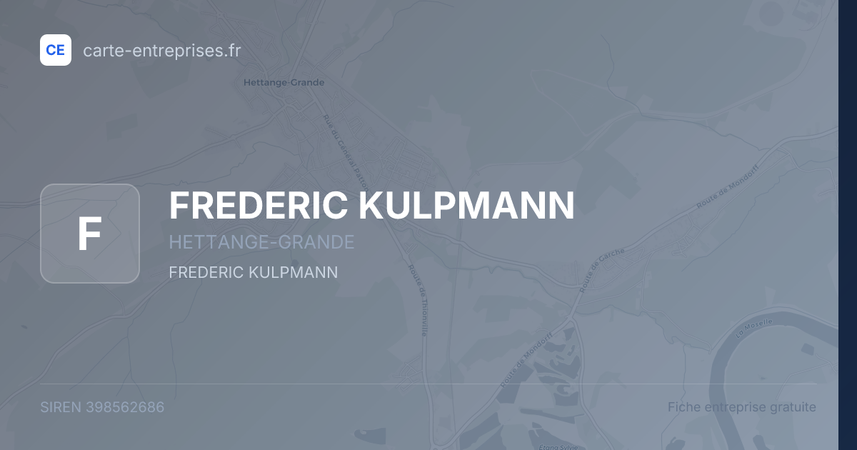 FREDERIC KULPMANN — 398562686 — fiche entreprise