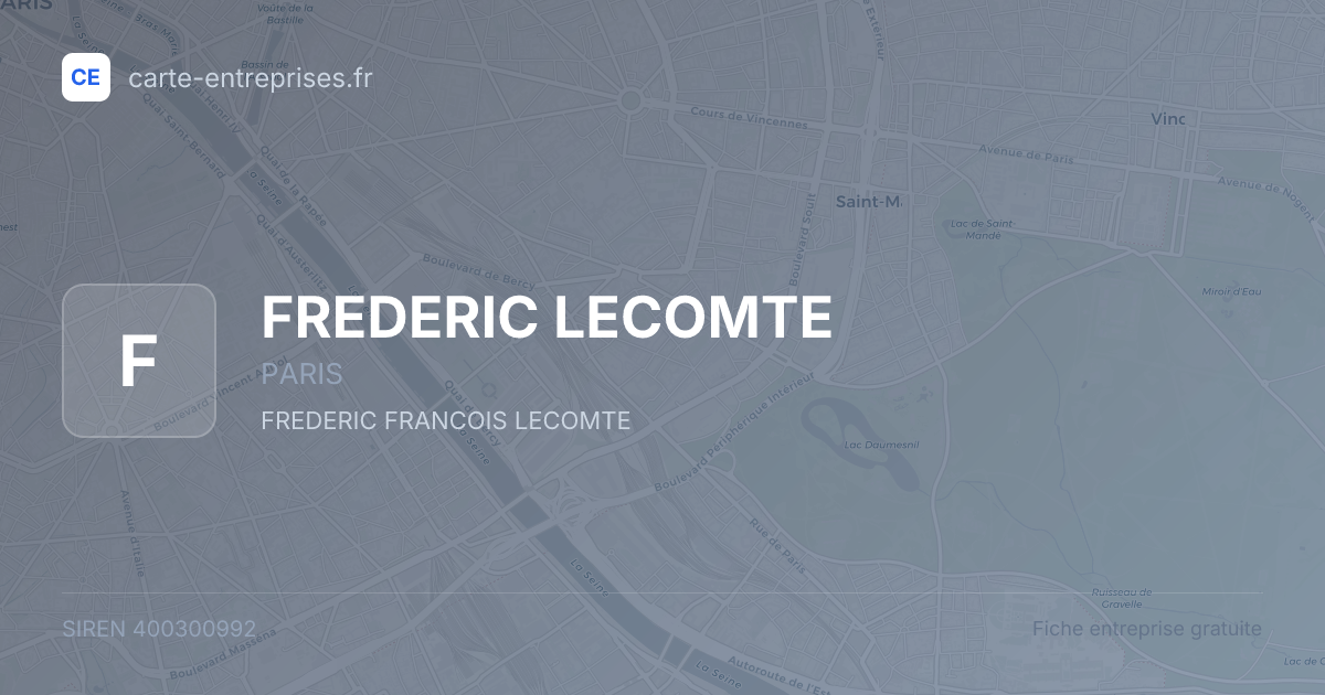 FREDERIC LECOMTE — 400300992 — fiche entreprise