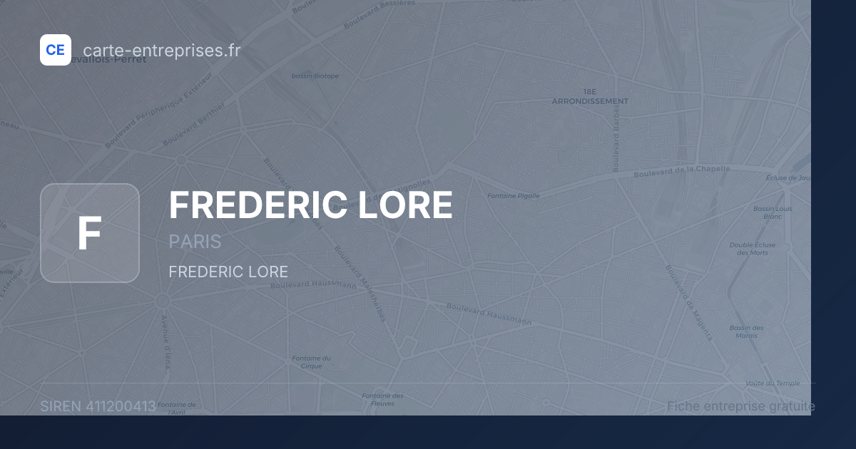 FREDERIC LORE — 411200413 — fiche entreprise