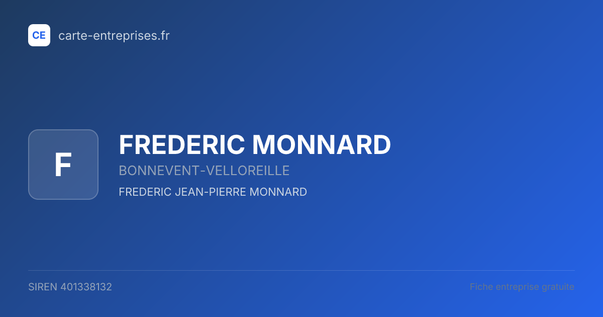 FREDERIC MONNARD — 401338132 — fiche entreprise
