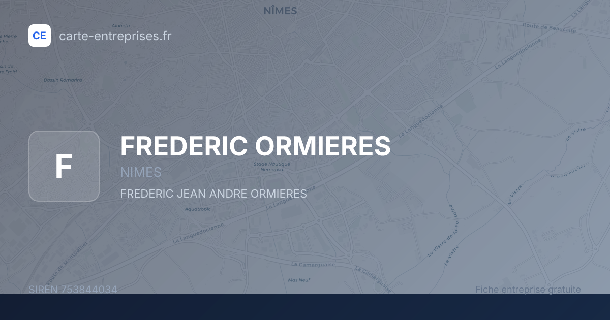 FREDERIC ORMIERES — 753844034 — fiche entreprise