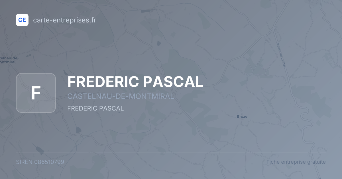 FREDERIC PASCAL — 086510799 — fiche entreprise