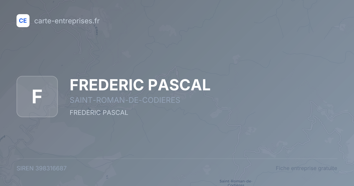 FREDERIC PASCAL — 398316687 — fiche entreprise