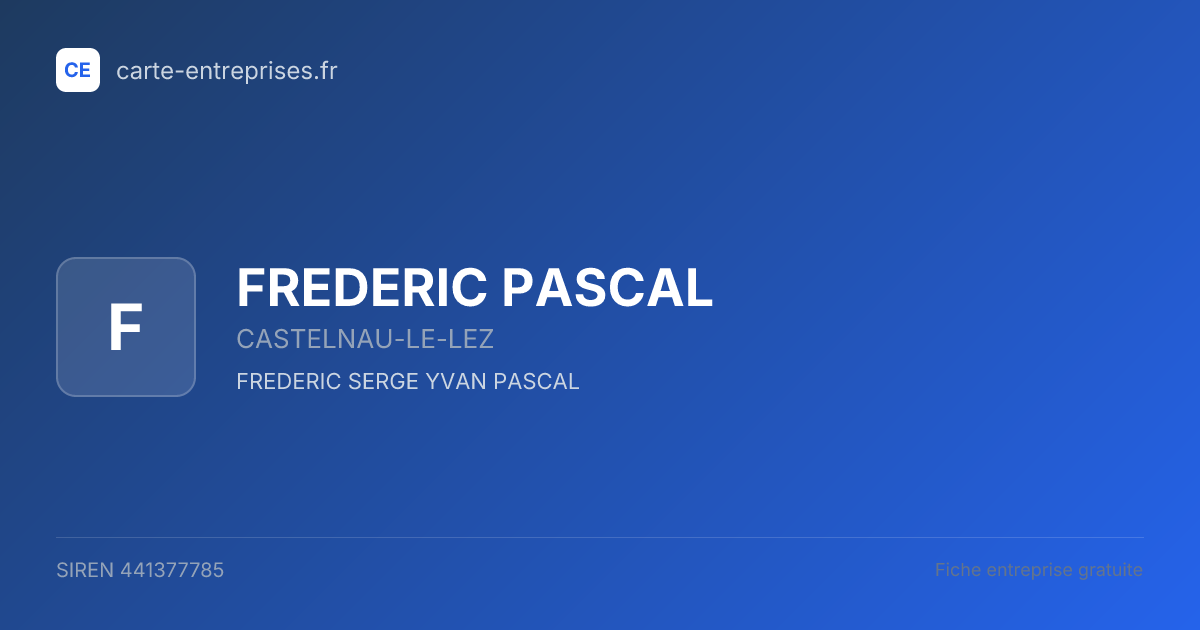 FREDERIC PASCAL — 441377785 — fiche entreprise