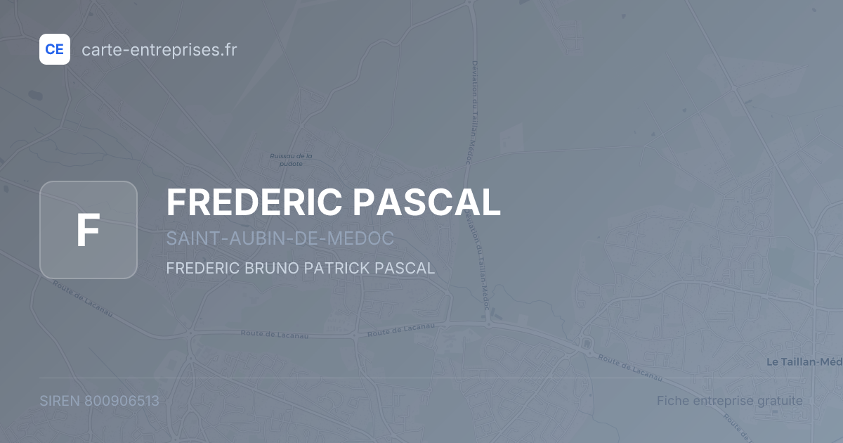 FREDERIC PASCAL — 800906513 — fiche entreprise