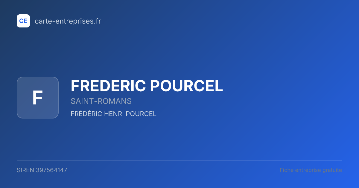 FREDERIC POURCEL — 397564147 — fiche entreprise