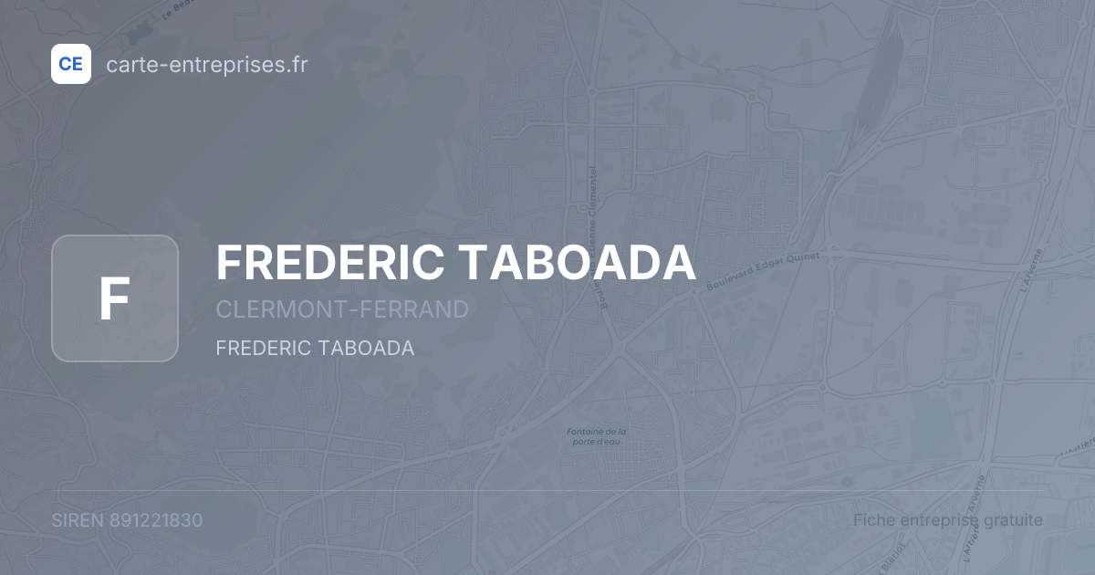 FREDERIC TABOADA — 891221830 — fiche entreprise