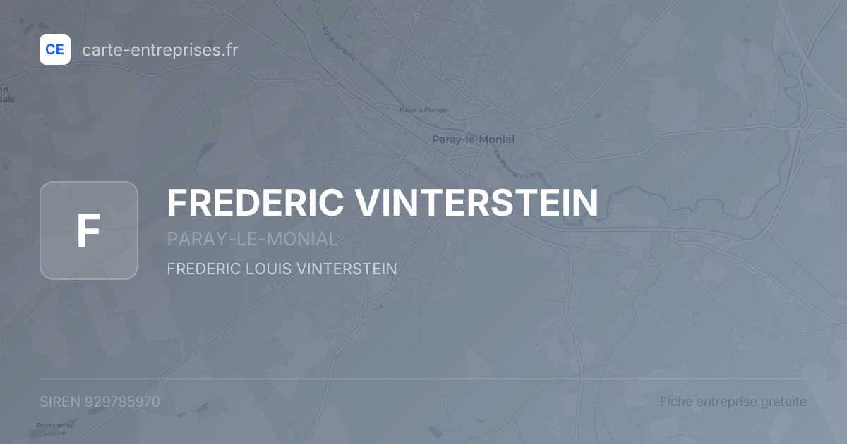 FREDERIC VINTERSTEIN — 929785970 — fiche entreprise