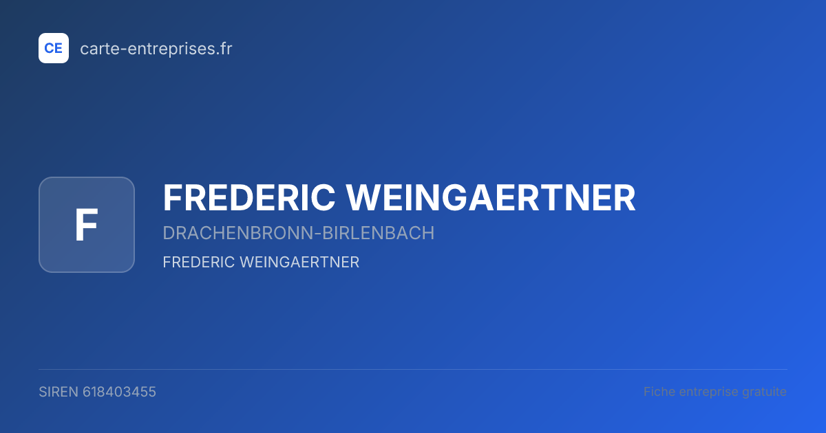 FREDERIC WEINGAERTNER — 618403455 — fiche entreprise
