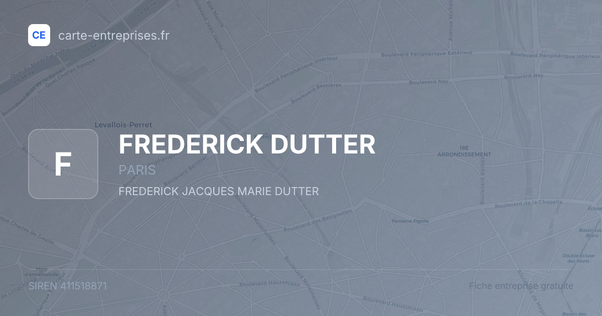 FREDERICK DUTTER — 411518871 — fiche entreprise