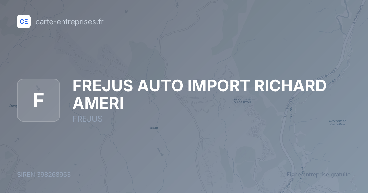FREJUS AUTO IMPORT RICHARD AMERI — 398268953 — fiche entreprise