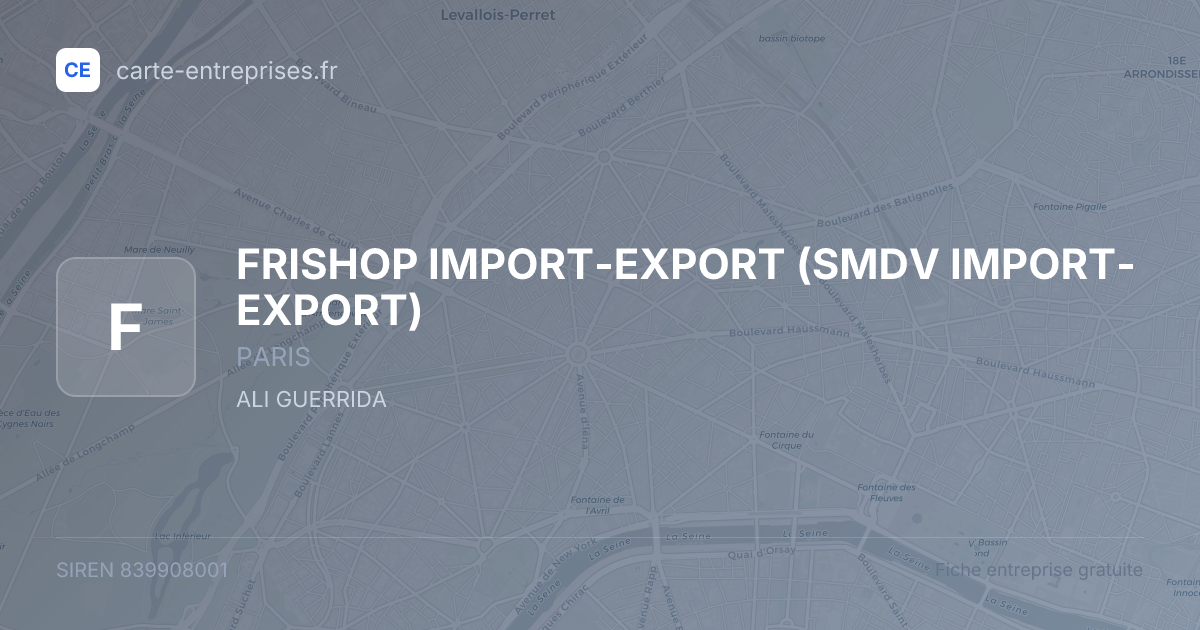 FRISHOP IMPORT-EXPORT (SMDV IMPORT-EXPORT) — 839908001 — fiche entreprise