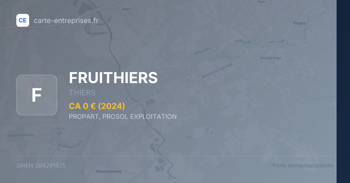 FRUITHIERS — 394791925 — fiche entreprise