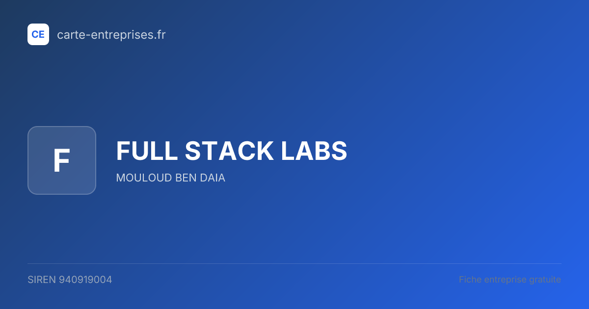 FULL STACK LABS — 940919004 — fiche entreprise
