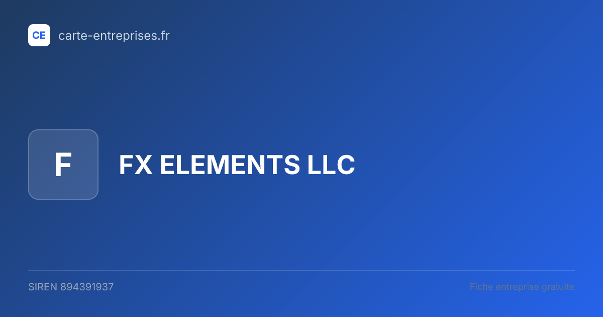 FX ELEMENTS LLC — 894391937 — fiche entreprise