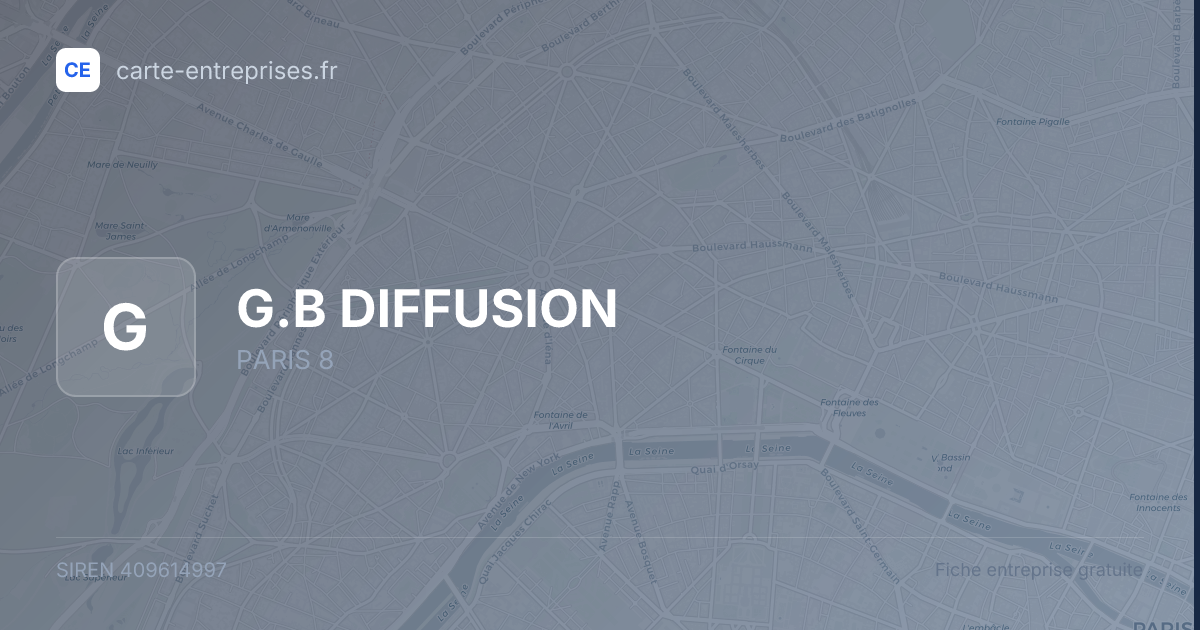 G.B DIFFUSION — 409614997 — fiche entreprise