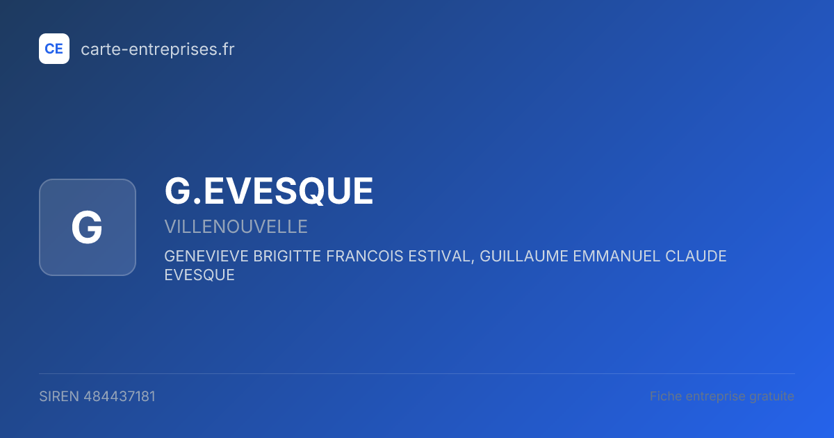 G.EVESQUE — 484437181 — fiche entreprise
