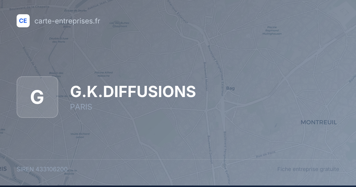 G.K.DIFFUSIONS — 433106200 — fiche entreprise