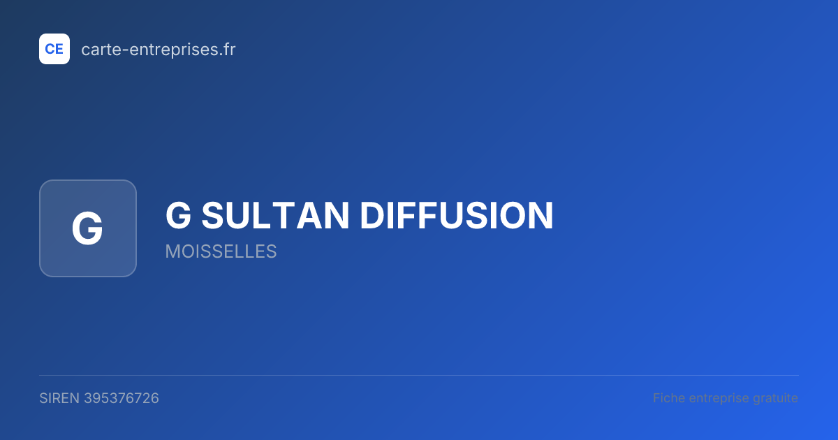 G SULTAN DIFFUSION — 395376726 — fiche entreprise