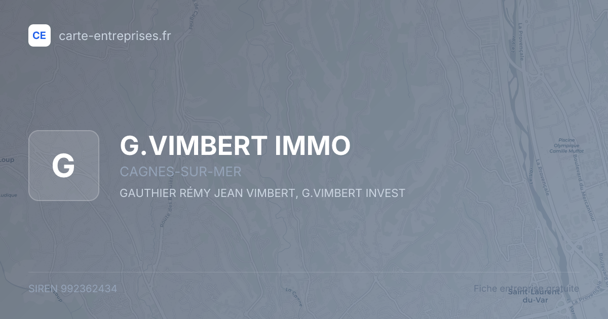G.VIMBERT IMMO — 992362434 — fiche entreprise