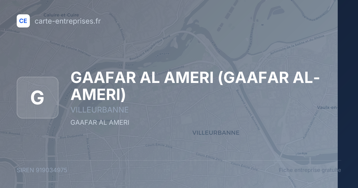 GAAFAR AL AMERI (GAAFAR AL-AMERI) — 919034975 — fiche entreprise