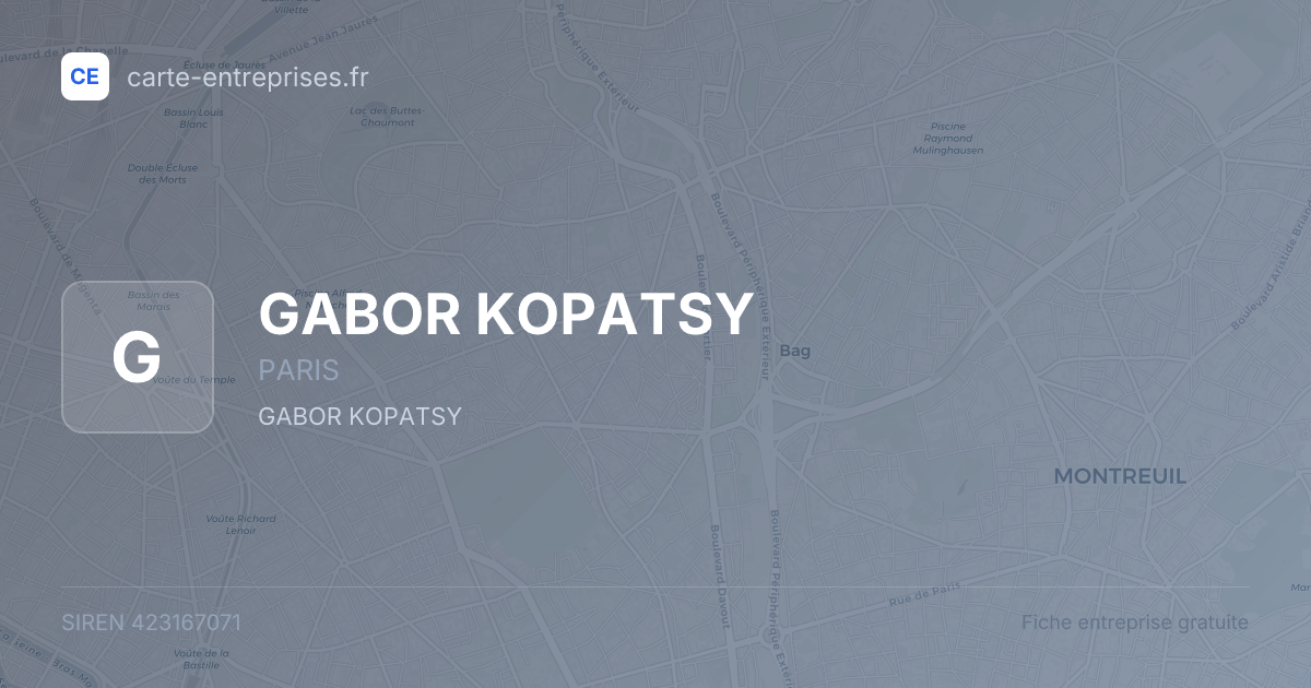 GABOR KOPATSY — 423167071 — fiche entreprise
