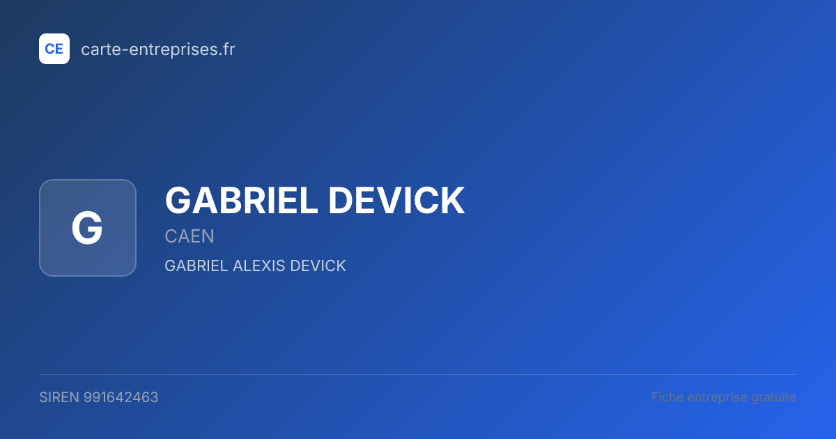GABRIEL DEVICK — 991642463 — fiche entreprise