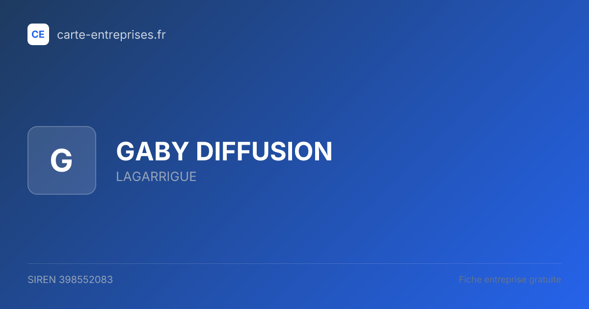 GABY DIFFUSION — 398552083 — fiche entreprise