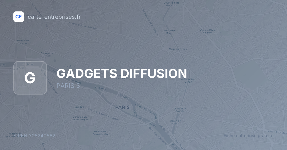 GADGETS DIFFUSION — 308240662 — fiche entreprise