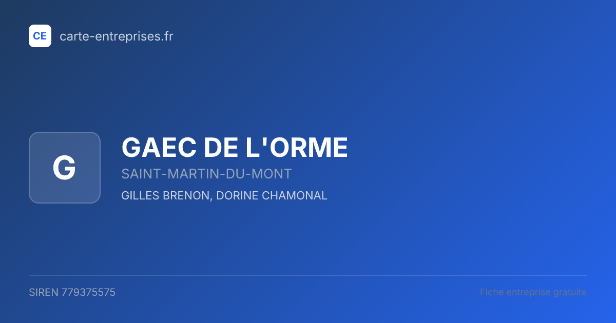 GAEC DE L'ORME — 779375575 — fiche entreprise