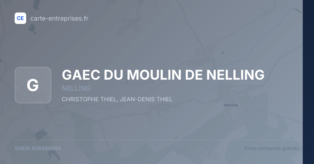 GAEC DU MOULIN DE NELLING — 408488989 — fiche entreprise
