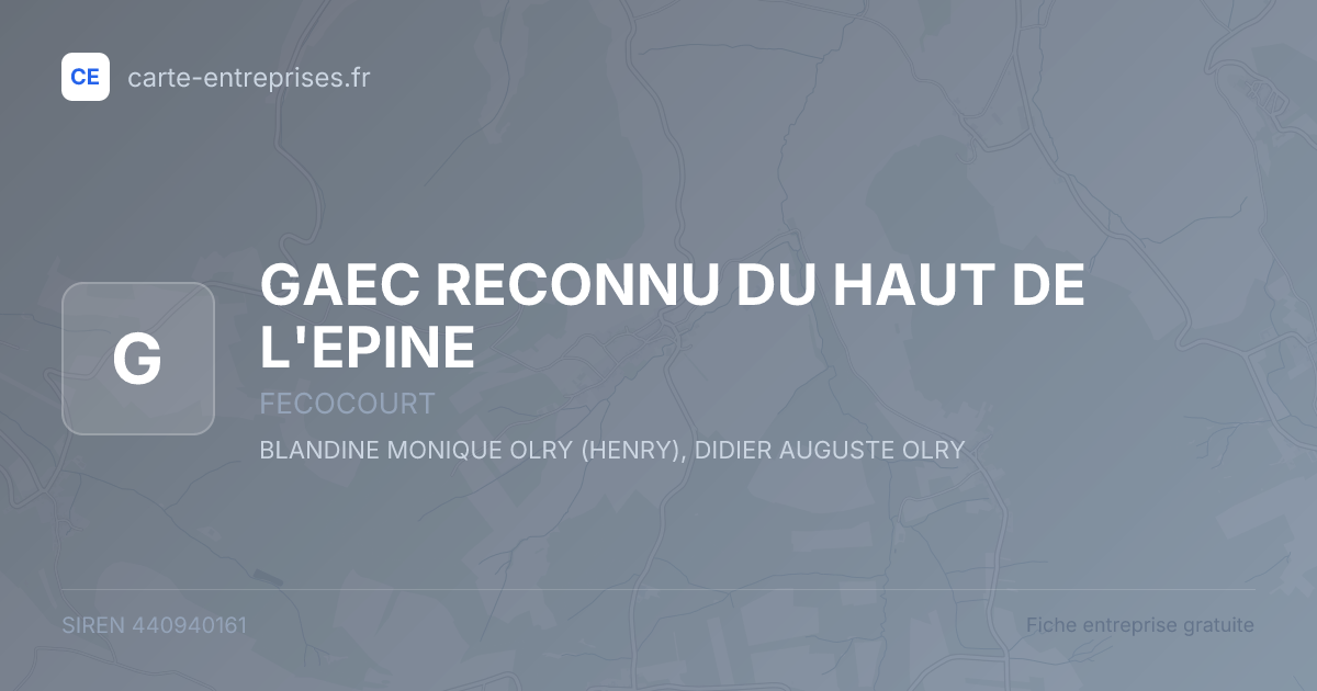 GAEC RECONNU DU HAUT DE L'EPINE — 440940161 — fiche entreprise