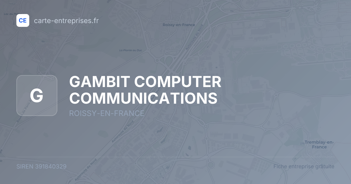 GAMBIT COMPUTER COMMUNICATIONS — 391840329 — fiche entreprise