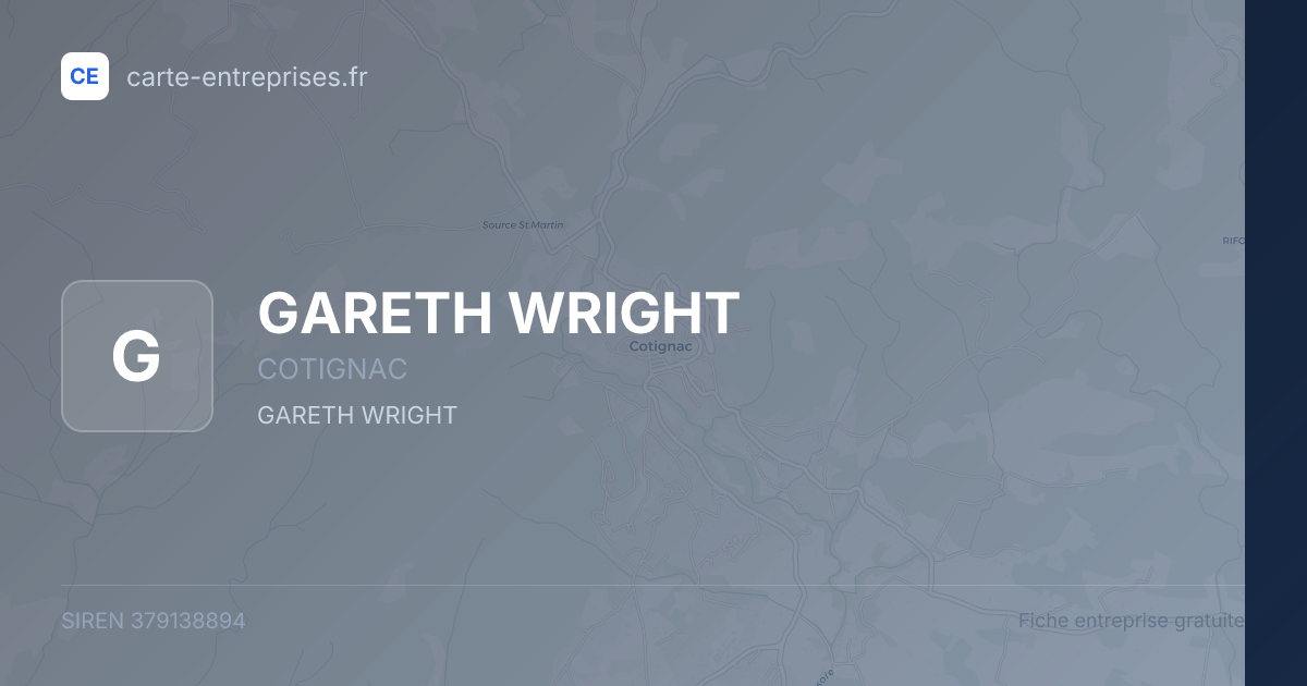 GARETH WRIGHT — 379138894 — fiche entreprise