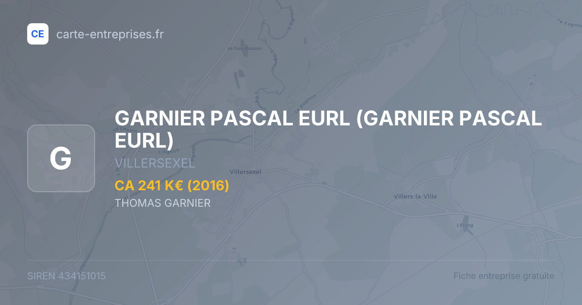 GARNIER PASCAL EURL — 434151015 — fiche entreprise