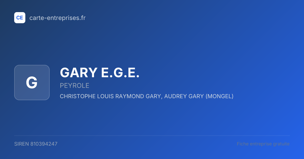 GARY E.G.E. — 810394247 — fiche entreprise