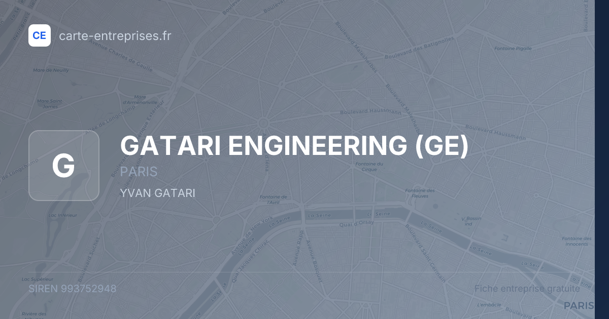 GATARI ENGINEERING (GE) — 993752948 — fiche entreprise