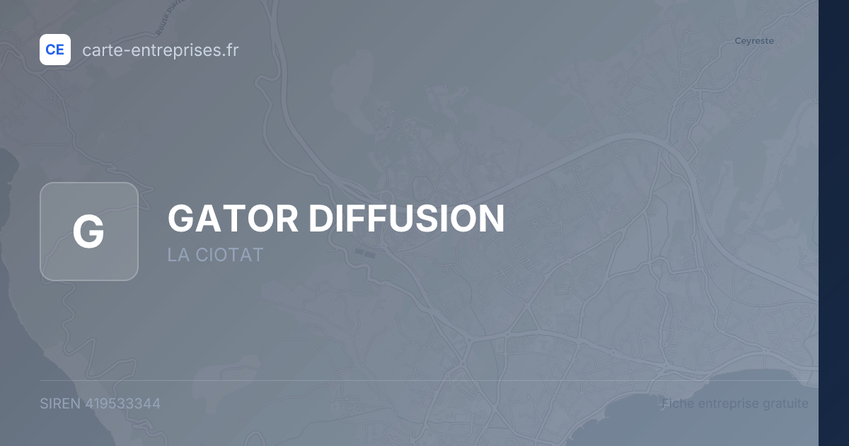 GATOR DIFFUSION — 419533344 — fiche entreprise