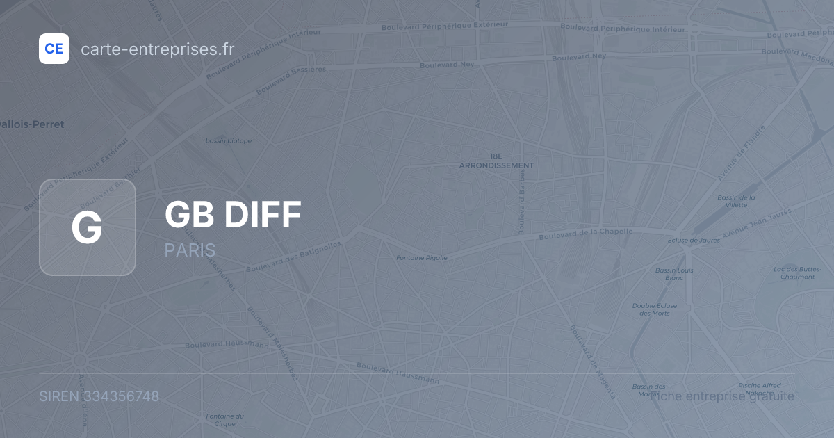GB DIFF — 334356748 — fiche entreprise